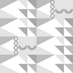 Geometric vector seamless pattern in retro style . Modern background with circles, semicircles, squares, lines and other simple shapes.