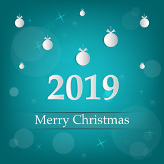 Christmas vector greeting card, vector illustration.Paper cut style.  Wishing Merry Christmas.