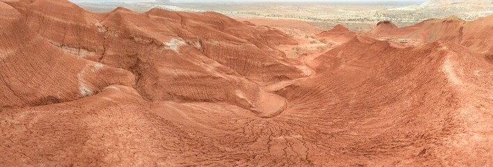 Red rocks, martian-like panorama landscape