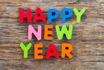 The wooden letter came in the word happy new year