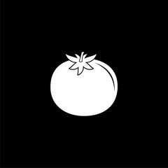 Tomato with leaves flat icon for food apps logo on dark background