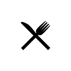 Fork and knife cross on cross icon