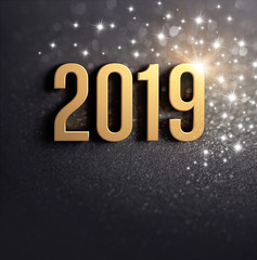 Black and gold New Year 2019 Greeting card