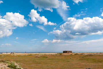 Beach near Rye Harbour, with WWII coastal defences