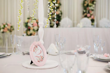 Wedding decor in the banquet hall.