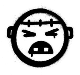 graffiti angry monster icon black over white © johnjohnson