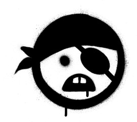 graffiti pirate icon in black over white