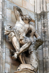 Saint Cyriacus Martyr, statue on the Milan Cathedral, Duomo di Santa Maria Nascente, Milan, Lombardy, Italy