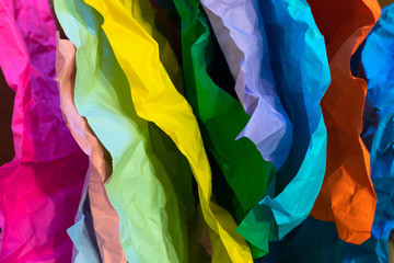 multi-colored crumpled sheets of paper