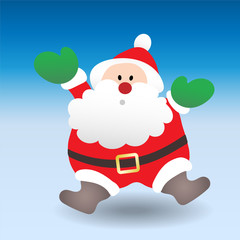 Christmas illustration. Santa Claus with a bag of gifts on a gradient background.