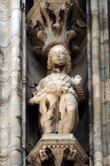 Statue of Saint on the facade of the Milan Cathedral, Duomo di Santa Maria Nascente, Milan, Lombardy, Italy