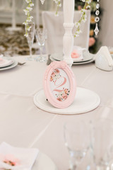 Wedding decor in the banquet hall.