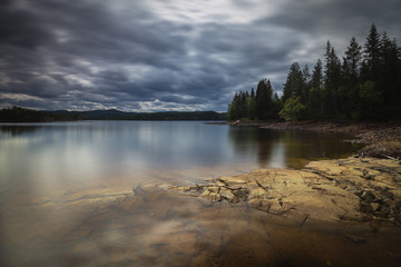 Long time exposure on Foldsjoen lake, Norway.