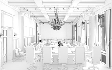 conference room, meeting room, interior visualization, 3D illustration
