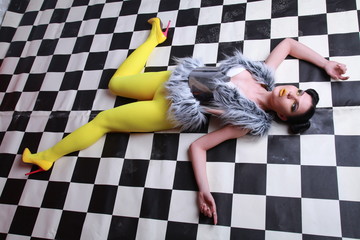 beautiful young suicide girl crashed to her death, falling from a height, after a party