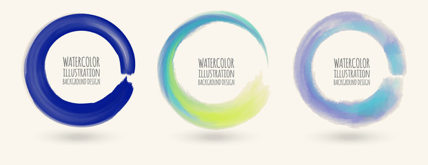 Watercolor circle texture. Vector watercoluor circle elements for design.