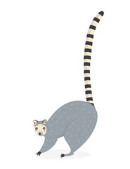 Hand drawn cute lemur in unique trendy style. Colored vector illustration © Dariia