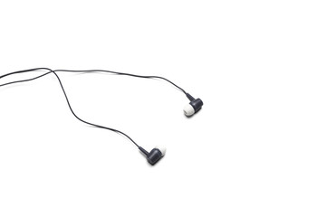 Obraz premium black Earphones isolated on white background
