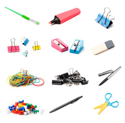 Stationery set on white background