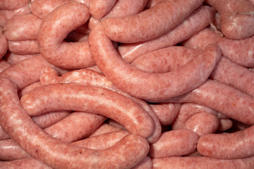 Strings of raw sausages (sausage)