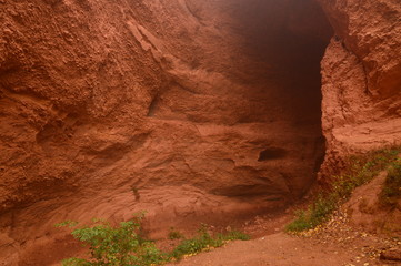 Entrance To The Cuevona In The Medulas Ancient Roman Gold Mine In A Day With A Lot Of Fog In The Medulas. Nature, Travel, Landscapes, History. November 3, 2018. The Medulas. Lion. Spain.