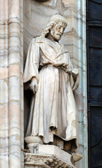 Saint Eligius, statue on the Milan Cathedral, Duomo di Santa Maria Nascente, Milan, Lombardy, Italy