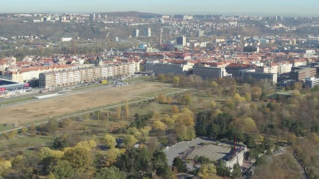 Drone aerial Prague General Arena downtown