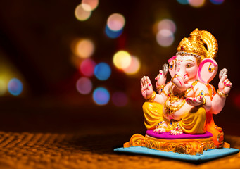 ord Ganesha idol ganesh festival chaturthi bokeh background