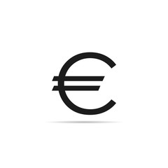 Euro sign icon with shadow