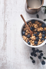 Petit-Déjeuner Sain avec Muesli, Fruit  Arrière-plan