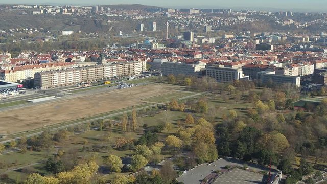Drone aerial Prague General Arena downtown