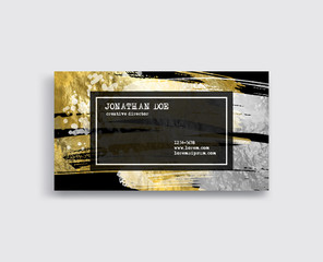 Black, Silver and Gold Business Card Template.