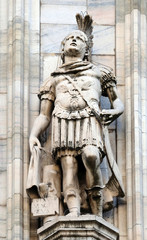 Fototapeta na wymiar Judas Maccabaeus, statue on the Milan Cathedral, Duomo di Santa Maria Nascente, Milan, Lombardy, Italy