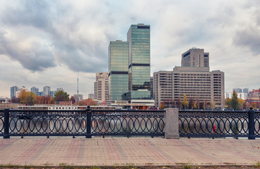Moscow - October 21, 2018: World Trade Center and Krasnopresnenskaya Embankment