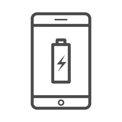 Charge phone vector outline icon isolated on white background. Charge phone line icon for infographic, website or app.