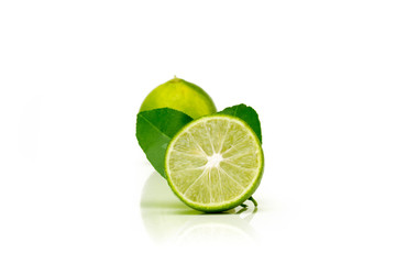 Lemon Fruit with slices isolated on white background