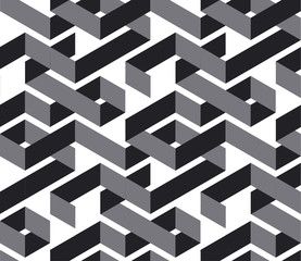 Geometric maze color 3d seamless pattern