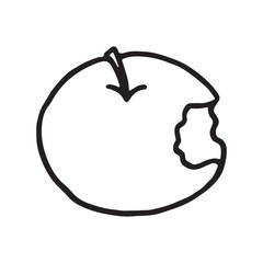 line drawing cartoon doodle juicy bitten apple