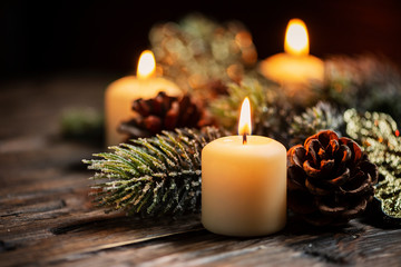 Obraz na płótnie Canvas Christmas decoration with candles