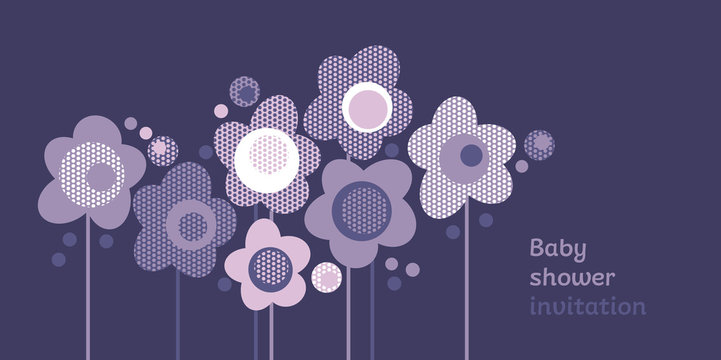 Baby shower invitation color vector template