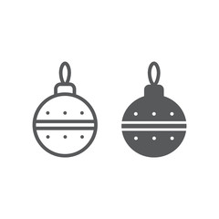 Christmas tree ball line and glyph icon, xmas and decoration, bauble sign, vector graphics, a linear pattern on a white background, eps 10.