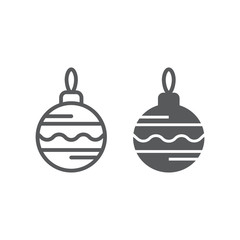 Christmas tree ball line and glyph icon, xmas and decoration, bauble sign, vector graphics, a linear pattern on a white background, eps 10.