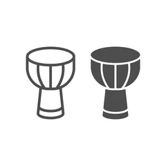 Fotobehang African drum line and glyph icon, musical and instrument, african wood djembe sign, vector graphics, a linear pattern on a white background. © amin268