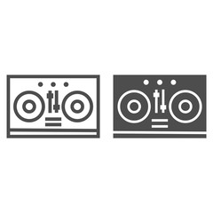 Dj mixer line and glyph icon, music and sound, turntable sign, vector graphics, a linear pattern on a white background.