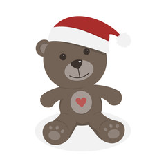Isolated christmas teddy bear on a white background
