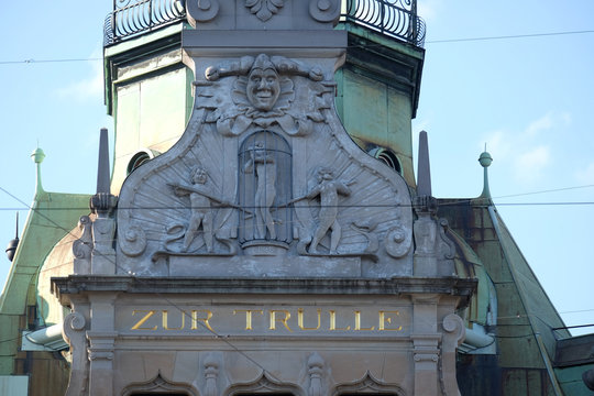 Relief on the Haus zur Trulle, Bahnhofstrasse in Zurich, Switzerland