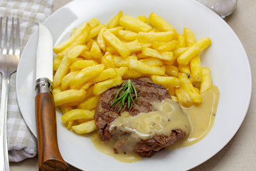beef tournedos and fries