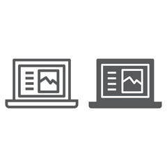 Laptop line and glyph icon, computer and digital, notebook sign, vector graphics, a linear pattern on a white background.