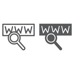 Search line and glyph icon, internet and network, lens sign, vector graphics, a linear pattern on a white background.