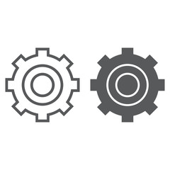 Settings line and glyph icon, technology and service, gear sign, vector graphics, a linear pattern on a white background.